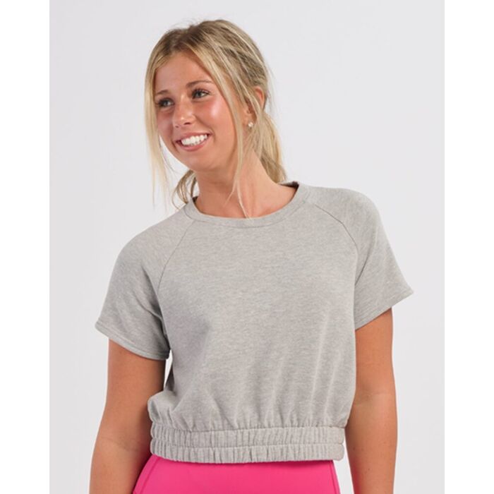 Women's French Terry Short Sleeve Cropped Crewneck Sweatshirt Thumbnail