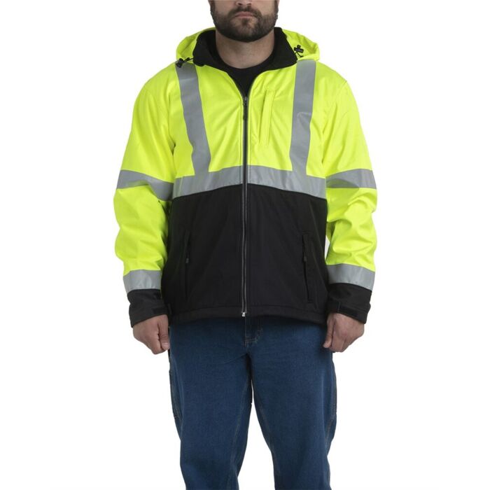 Men's Tall Hi-Vis Class 3 Hooded Soft Shell Jacket Thumbnail