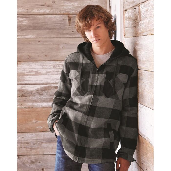 Men's Quilted Flannel Hooded Jacket Thumbnail