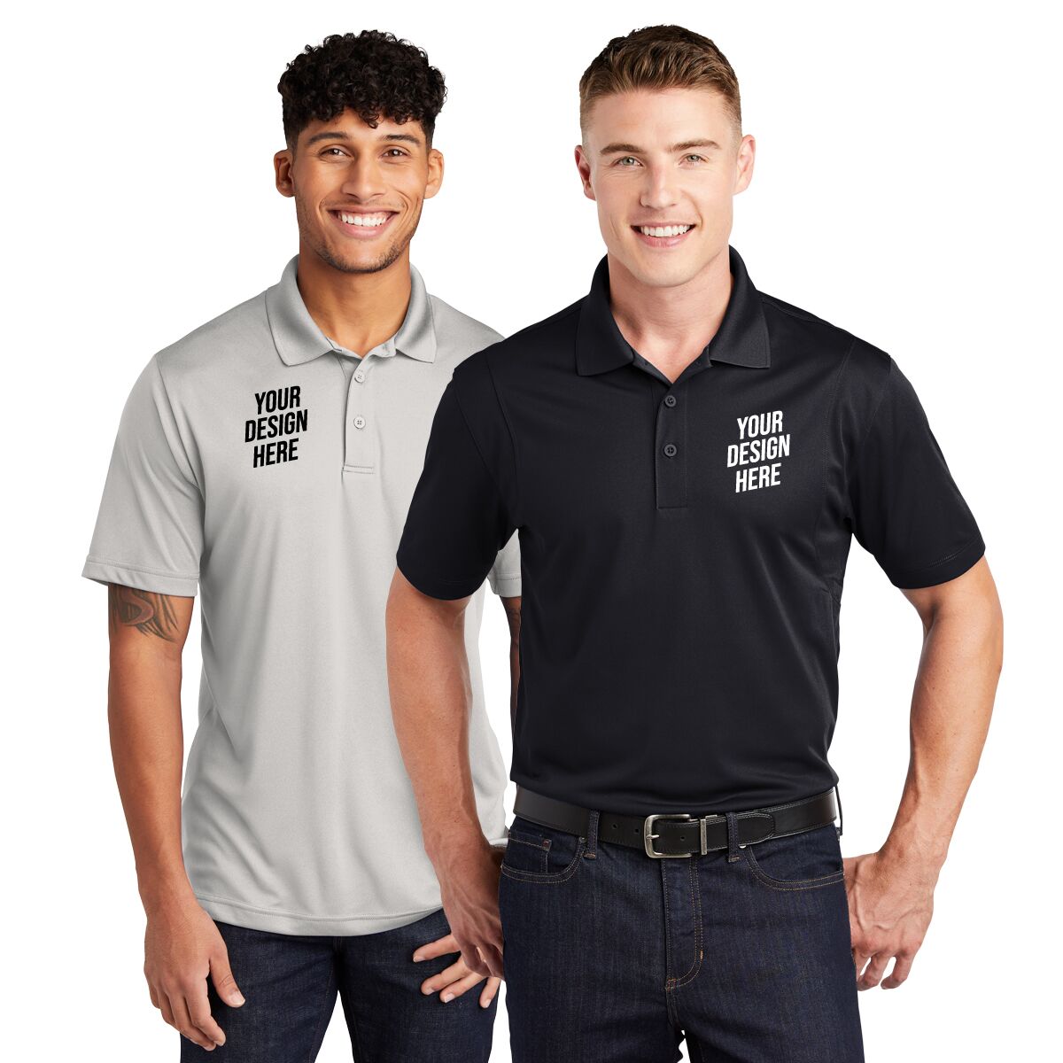 embroidered polo shirts for corporate branding, custom polos with logos for teams or businesses, premium business casual polo shirts with custom designs