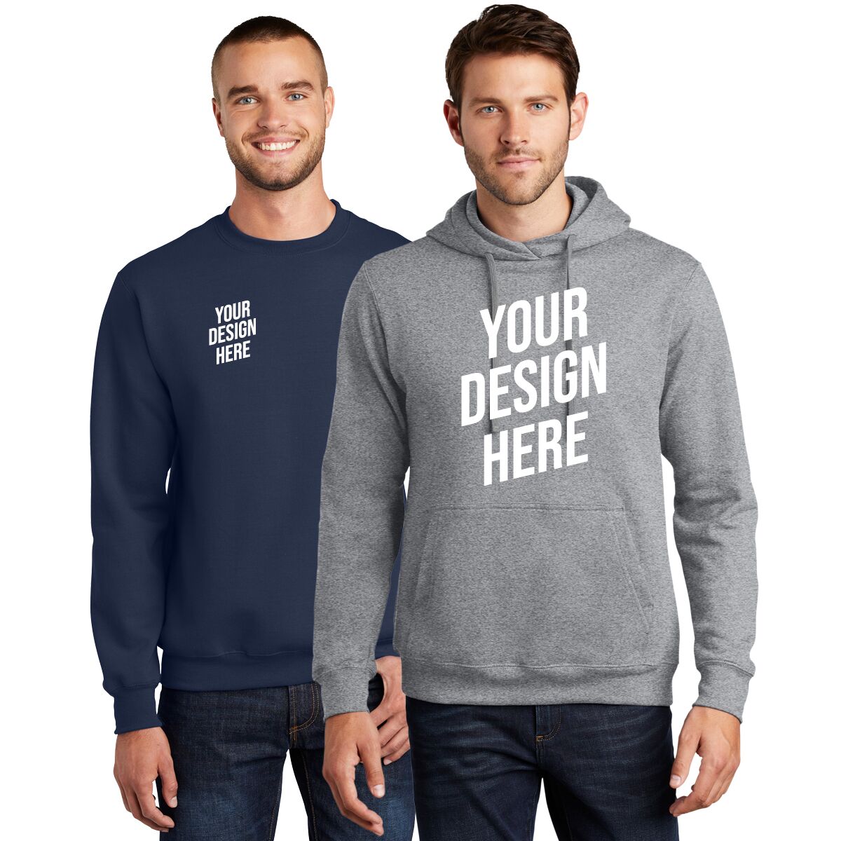 custom sweatshirts with embroidery or printing, branded hoodies for corporate wear, personalized crewneck sweatshirts for teams, premium-quality custom sweatshirts